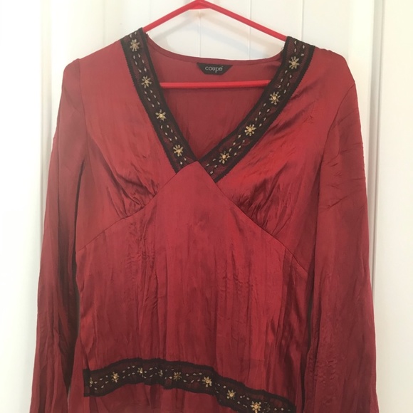 Red satin top - Picture 1 of 3